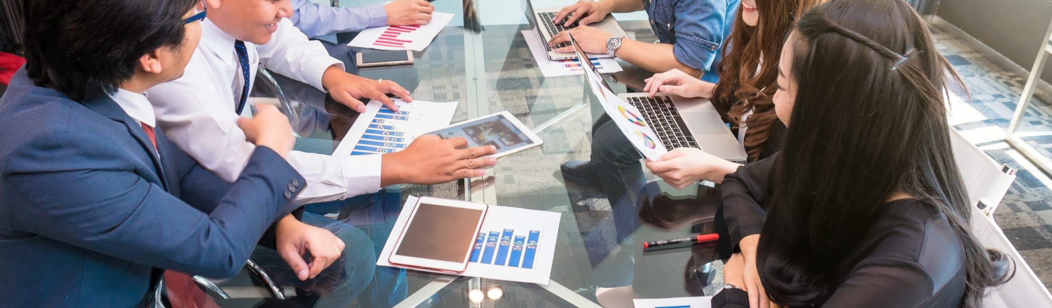 Group Of AsianBusiness people in casual suit working and meeting Group Of AsianBusiness people in casual suit working and meeting with happiness action in the modern Office, people business group concept